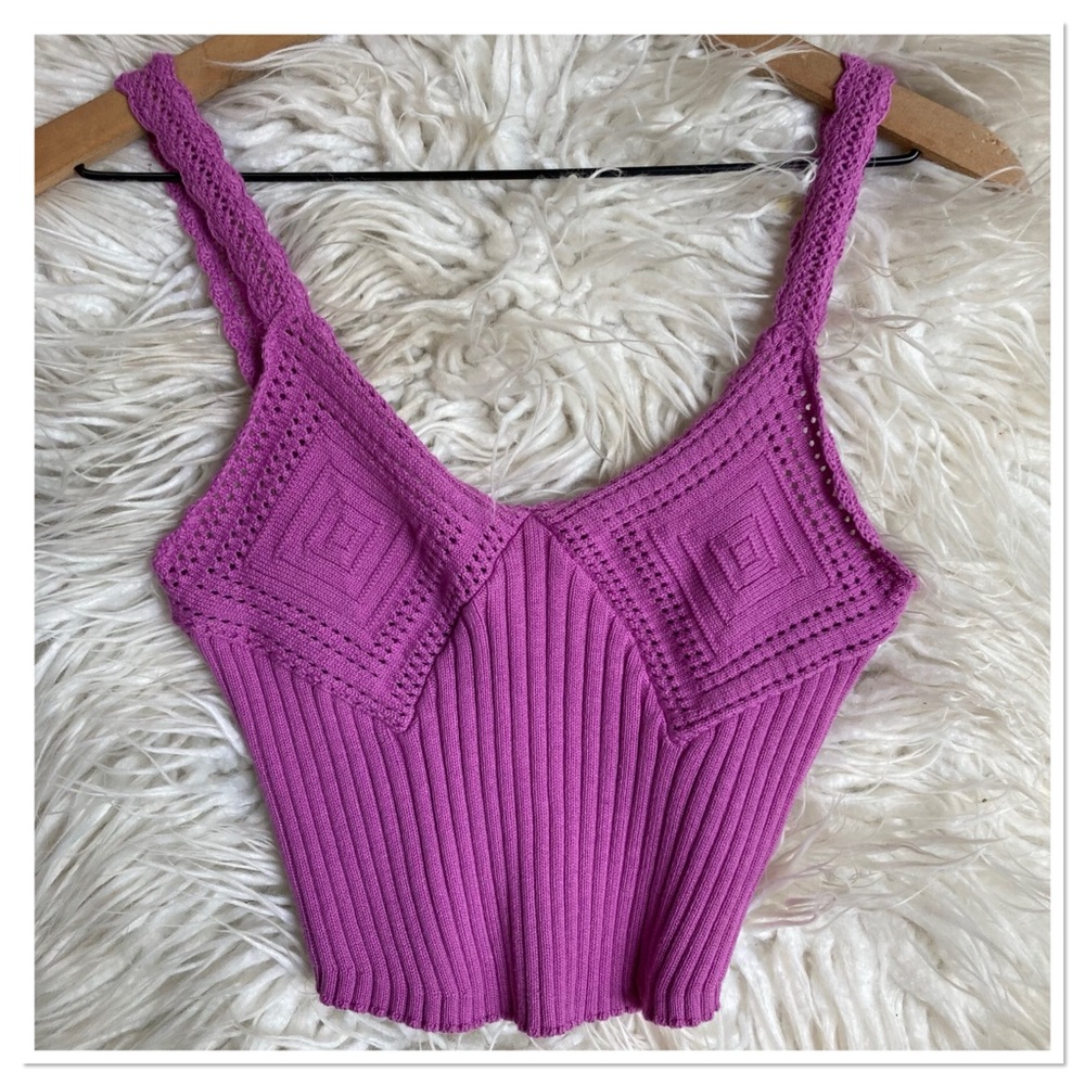 Free People Take Me Home Swit Cami Knit Tank Top Purple Size Small - Picture 3 of 7